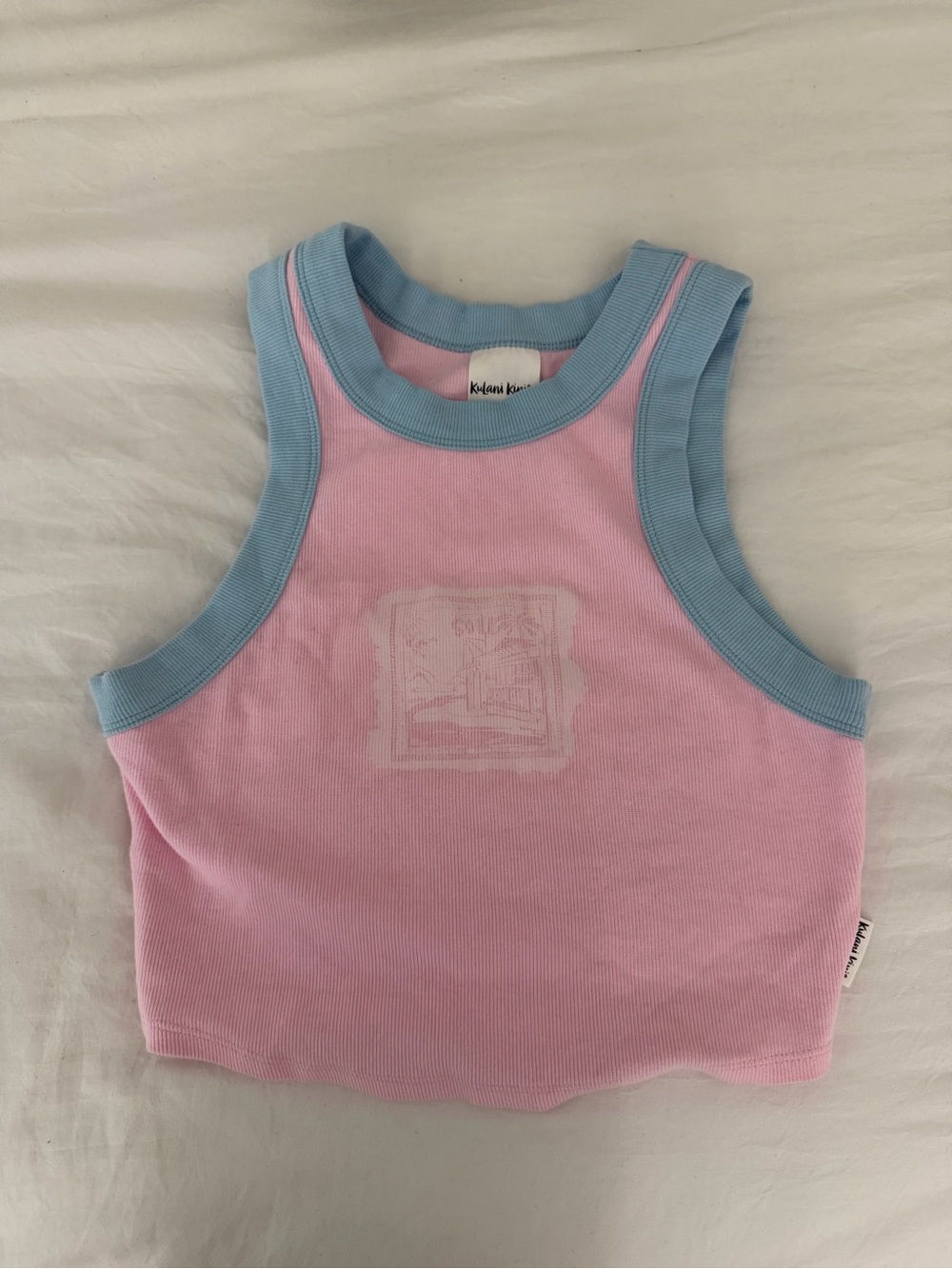 Kulani kinis Pastel Pink & Blue Ribbed Tank Top size small